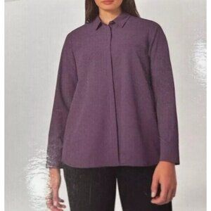 Purple Relaxed Fit Button Down Shirt with Dress Collar